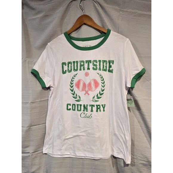 Tshirt Pickle Ball Courtside Country White Green Women SMALL Hobby Lobby Spring - Picture 1 of 6